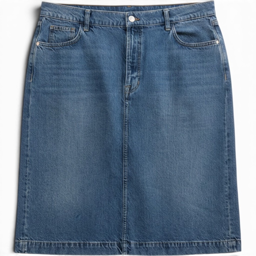 Boden Skirt Womens 16-18 R0494 Blue Denim Knee Length Medium Wash EUC